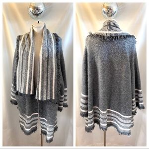 Zara Knit Chunky Long Striped Fringe Cardigan